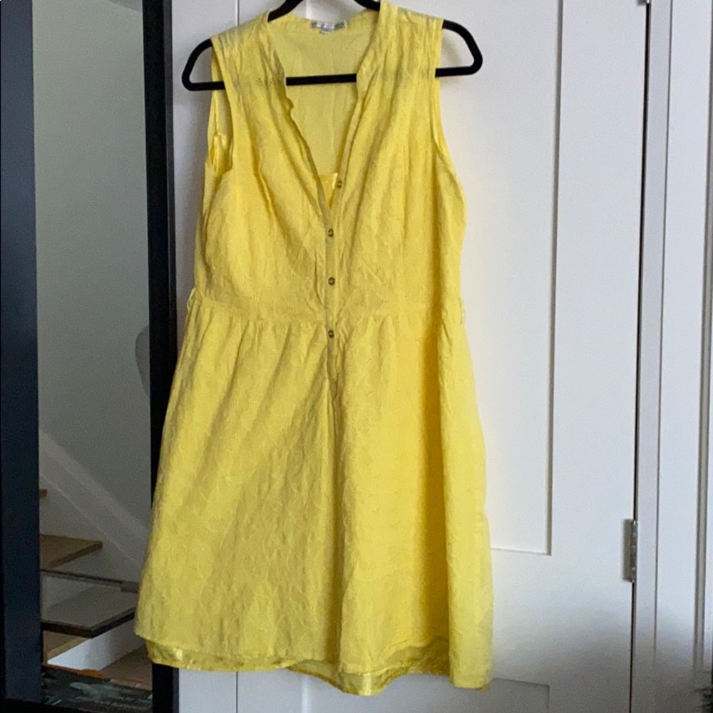 Sandra Darren Plus Size Yellow Eyelet Floral Dress